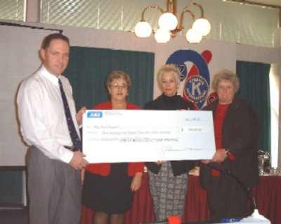 Dr. Stephen Mills and Pam Tregonning being presented with the big cheque for the Kidz First Burns Unit